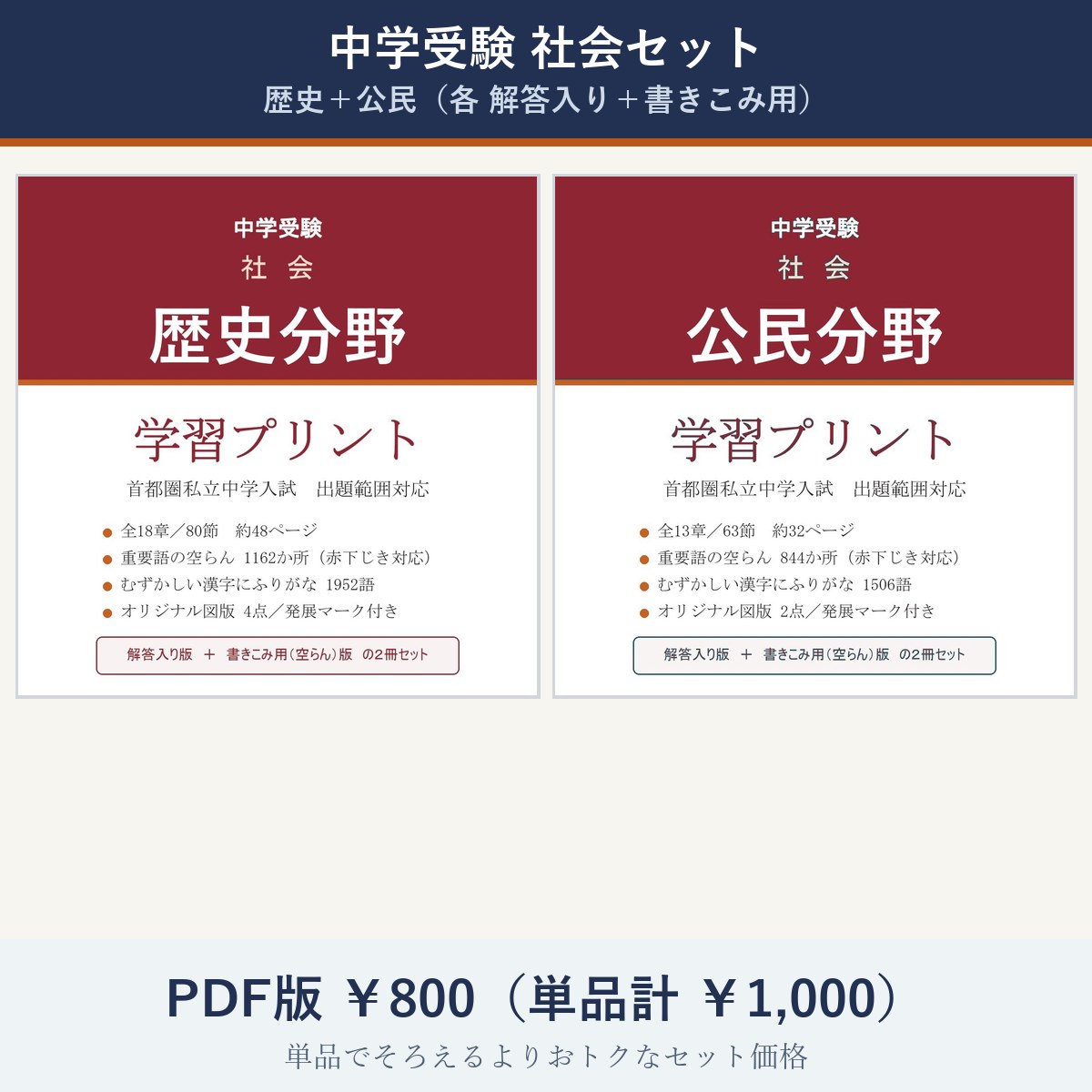 中学受験 社会セット(歴史+公民)